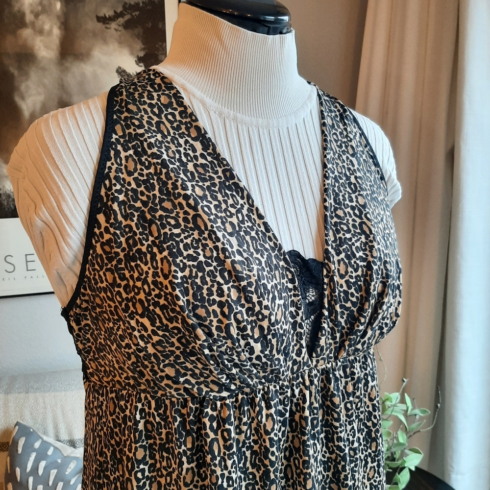 Babydoll Chemise Leopard and Lace Sz M - Picture 3 of 8